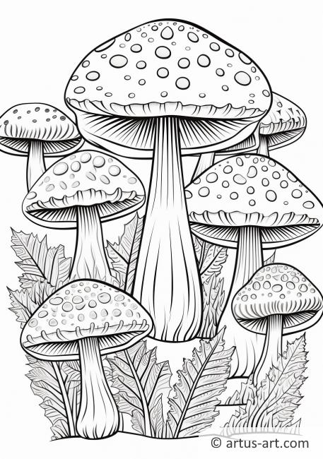 Page de coloriage avec motifs de champignons